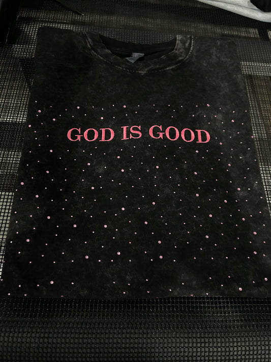 ACID WASH - PINK LOGO - PINK RHINESTONES - UNISEX