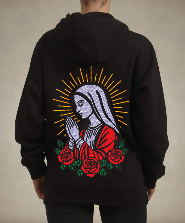 SIEMPRE BENDECIDA - RHINESTONES - UNISEX - BLACK HOODIE