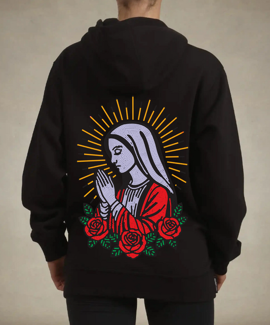 SIEMPRE BENDECIDA - RHINESTONES - UNISEX - BLACK HOODIE