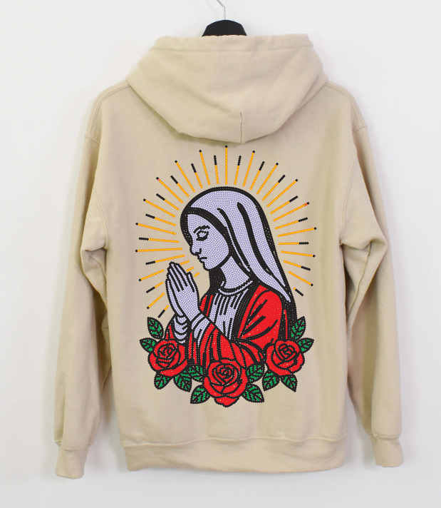 SIEMPRE BENDECIDA - RHINESTONES - UNISEX - SAND HOODIE