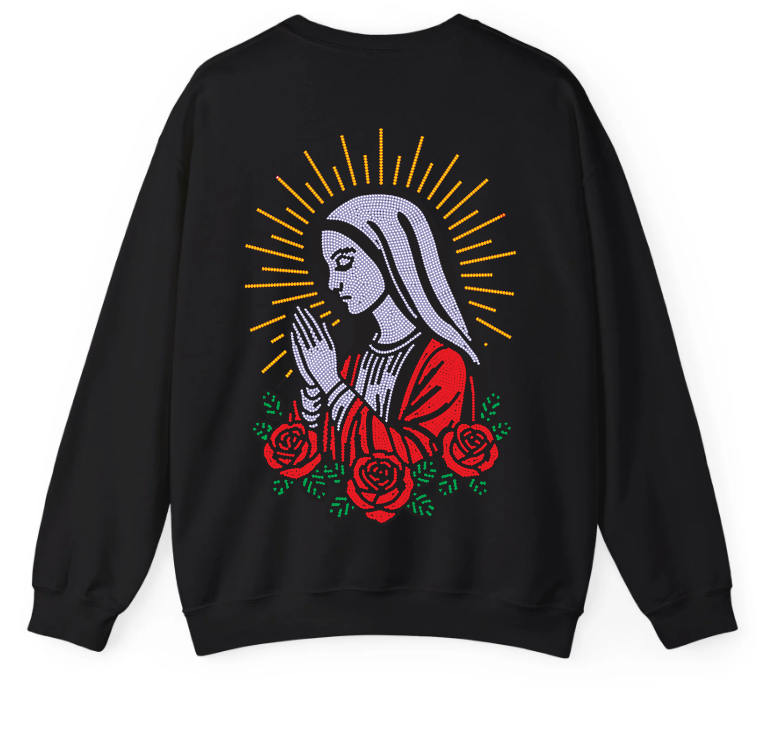 SIEMPRE BENDECIDA - RHINESTONES - UNISEX - BLACK CREWNECK