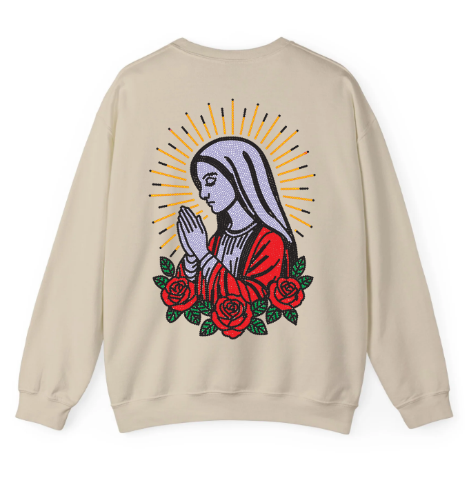 SIEMPRE BENDECIDA - RHINESTONES - UNISEX - SAND CREWNECK