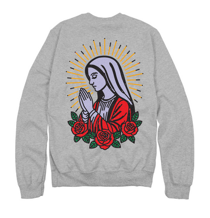SIEMPRE BENDECIDA - RHINESTONES - UNISEX - HEATHER GREY CREWNECK