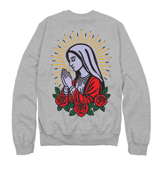 SIEMPRE BENDECIDA - RHINESTONES - UNISEX - HEATHER GREY CREWNECK